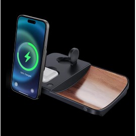 AT&T 3-IN-1 Executive Wood Grain Power Tray Qi2 Fast Charge