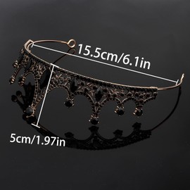 Amariver Black Crystal Tiara Crown for Women Gothic Gold Crown for Halloween, Weddings, and Special Occasions