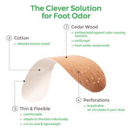 Zederna Cedar Wood Shoe Insoles 1 Pair, Cedar/RedUS M 7.5/ W 9/ EU 40