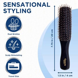 Giorgio GIO1BLK Black Gentle Touch Detangler Hair Brush for Men Women and Kids. Soft Bristles for Sensitive Scalp. Wet and Dry for all Hair Types. Scalp Massager Brush Stimulate Hair Growth