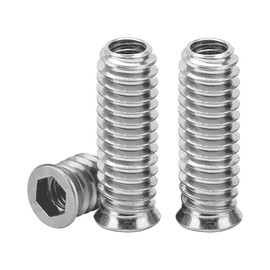 Drenky Insert Nut M8x30mm Zinc Plated - 20Pcs Threaded Inserts for Wood Furniture Silver Flanged Hex Socket Nut Carbon Steel Fasteners with Hex Drive Head