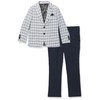 Isaac Mizrahi Boy's 2PC Contrast Check Suit, White/Navy