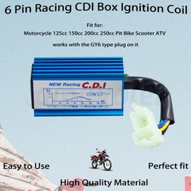 Amavoler 6 Pin AC CDI Ignition Coil Aluminum alloy Racing CDI Box Aftermarket Replacement Parts Fit for Motorcycle 125cc 150cc 200cc 250cc Pit Dirt Bike Scooter ATV - Blue.