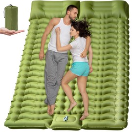 Sleeping Pad for Camping 2 Person, Backpacking Self Inflating Sleeping Pad Double 2 People Ultra Lightweight, Air Inflatable Foldable Camp Hiking Sleep Mat for Outdoor Tent 4 inch Thick, 78 x 55 inch