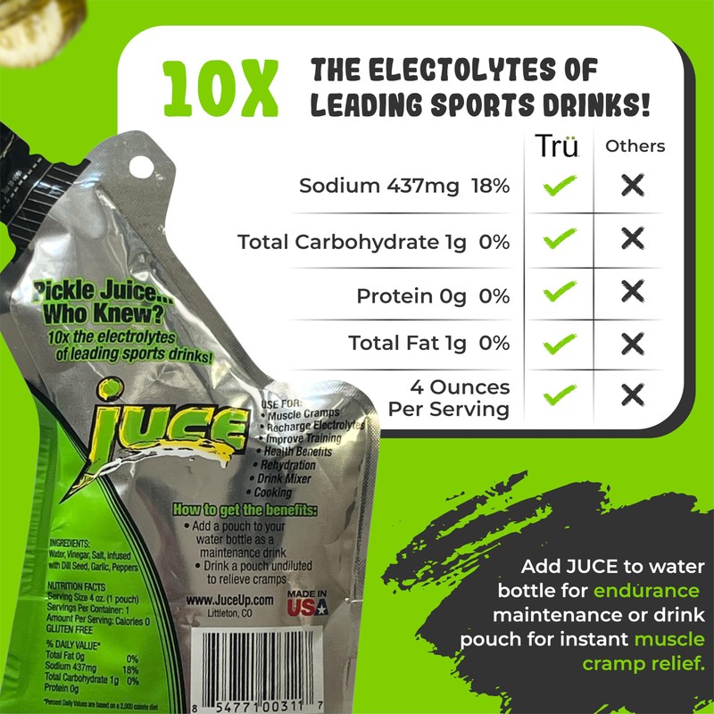 Juce Organic Pickle Juice Ultra Strength Shot 4 Oz. Pouch