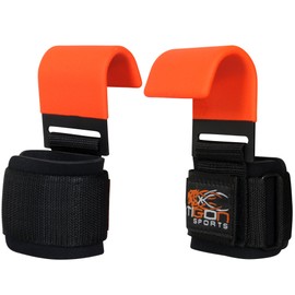 TIGON Power Weight Lifting Training Gym Straps Hook bar Wrist Support Lift Grip (Orange)