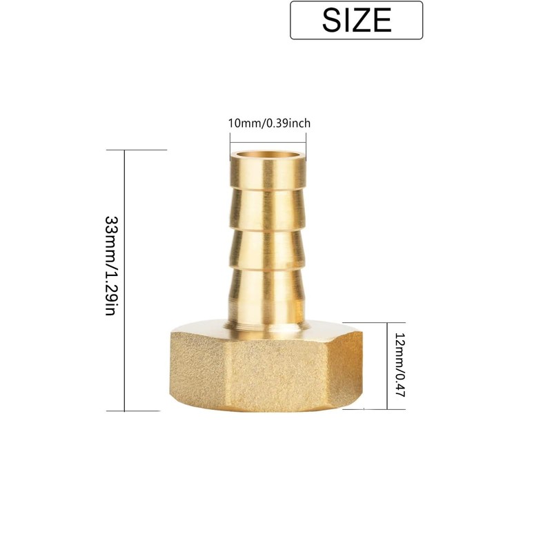 2 Stück 1/2 Zoll Messing Schlauchtülle 10mm Schlauchanschluss Innengewinde Schlauchverbinder