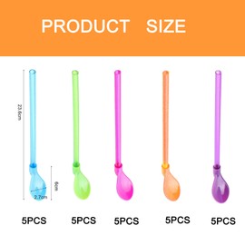 25Pieces Slushie Straws Slush Straws Hiccup Straw Milkshake Straws，All-in-one Straw Stirring Spoon,Slushy Straws,Detachable for Smoothie, Milkshake, Coffee and Hot Drink