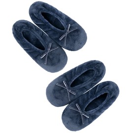 Panda Bros - 2 pares de calcetines gruesos y cálidos para mujer con pinzas, calcetines para la casa, Marino, 5-7.5