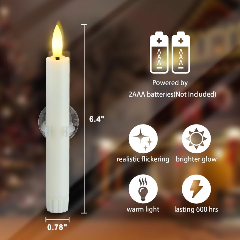 Yeelida Flickering Flameless Short Window Candles with Sensor Dusk to