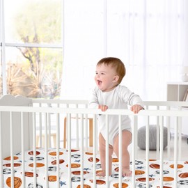 Sweet Jojo Designs Sports Theme Boy Baby Fitted Crib Sheet Infant Newborn Nursery Toddler Bed Room Standard Mattress Watercolor Vintage Sport Themed Soccer Balls Football Baseball Basketball Blue Star