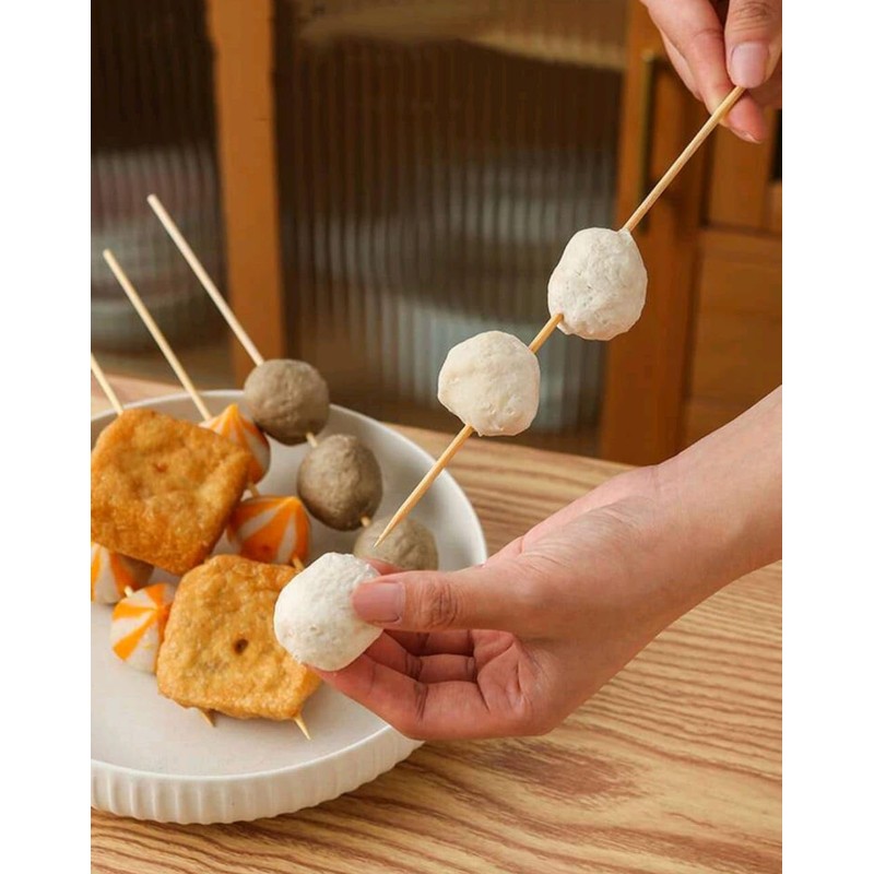 90 Brochetas de bambu, Palillos con punta Palo 30 cm