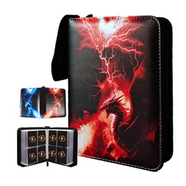 Card Binder Album 4 Pocket, 400 Pockets Trading Card Holder Binder with 50 Removable Sleeves, Zipper Card Book for Trading Cards, Game Sports Cards (Dragon)