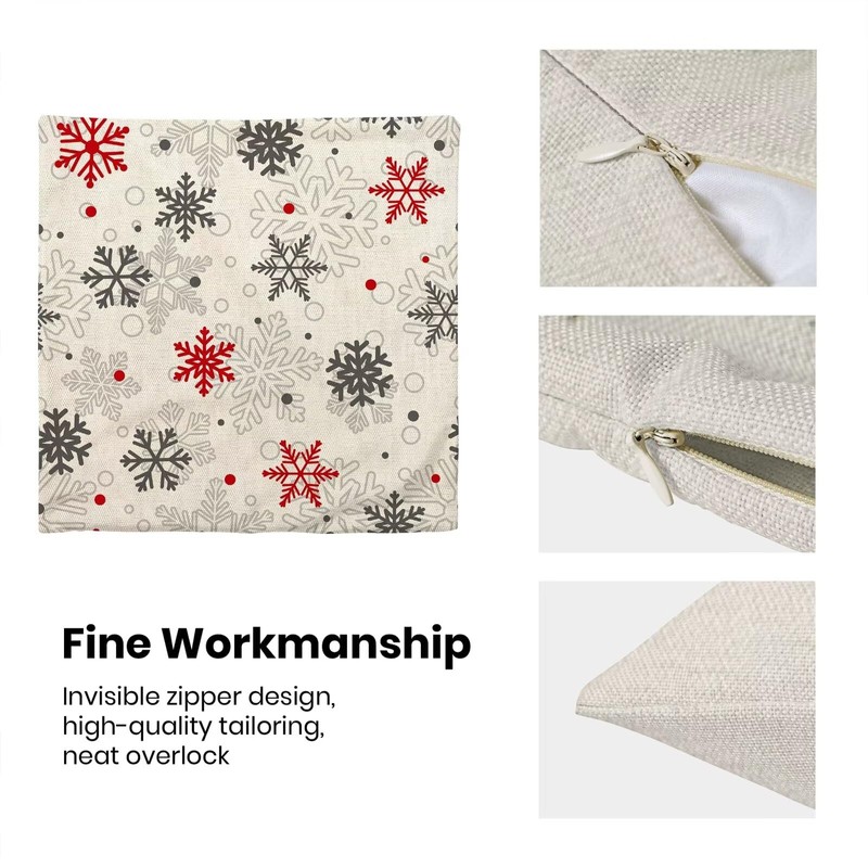 Jecuwo Christmas Pillow Covers 18x18 Inch Set of 2, Snowflake