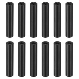 PATIKIL 12pcs M3 Metal Threaded Standoff Spacer Nuts, Round Aluminum Spacers Female Coupling Screws, 1/8" ID x 1/4" OD x 1 3/16" L Black