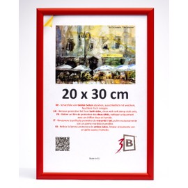 3-B Maui Picture Frame, Red, 20 x 30 cm, Wooden Frame, Photo Frame, Portrait Frame with Acrylic Glass