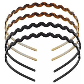 Zig Zag Acrylic Hair Bands - Non-slip Alice Headbands - 2 pack (Black, 2 pack)