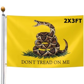 Kartasura Dont Tread on Me Flag 2x3FT 3 Ply Double Sided Flag Gadsden Flag Yellow Snake Flag Banner with Brass Grommets for Home Yard Festival Outdoor Decor