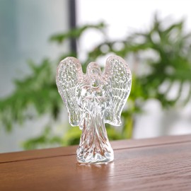 NaneTidy Glass Angel Figurine Clear Glass Wing Angel Paperweight Desktop Crystal Ornament for Adults Children Art Collecible