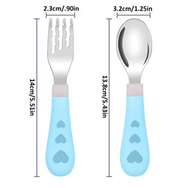 OUDQFCJ Baby Fork and Spoon Set, Tableware Set, Cartoon Design, Self-Feeding, Learning Accessories, Baby Tableware for Infants and Children