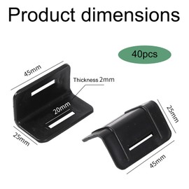 Jortmrd Pack of 40 edge protection lashing straps, robust black edge protection angles, plastic L-shape edge protection angle with 20 mm hole length for trucks, transport and logistics.