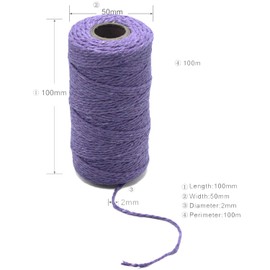 YZSFIRM 2mm Cotton Twine Rope,Light Purple String Bakers Twine for DIY Crafts and Gift Wrapping(2 Roll 656 Feet)