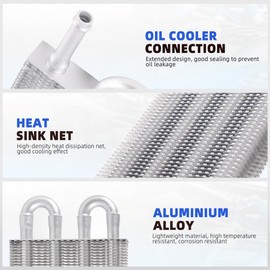 BARTOO Universal 5/16" Transmission Oil Cooler Kit, Aluminium alloy 4 Pass Tube and Fin Oil Cooler Kit(Sliver)