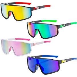 Pack of 4 Sunglasses, Cycling Glasses, Polarised Sunglasses, Sports Glasses for Men and Women, UV400 Protection, Safety Glasses, Quick Glasses, Sports Running Glasses for Outdoor Sports, Fishing