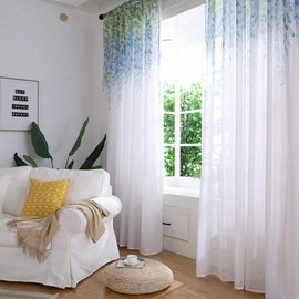 Wifehelper Cortina de poliéster Elegante Transpirable Durable Cortina de la Ventana cenefas Voile Dormitorio en casa Sala de Estar Oficina decoración necesaria(1#)
