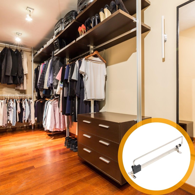 VILLCASE Adjustable Closet Rod, Retractable Closet Pull Out Rod Wardrobe
