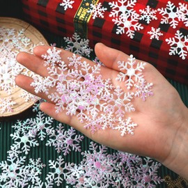 MARFOREVER Snowflake Confetti Decorations, Christmas Snowflake Glitter Confetti White Scatter Confetti Winter Wonderland Table Centerpiece for Xmas Winter Wedding Snow Party Decoration Supplies