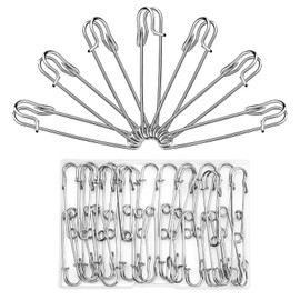 Ftyiwu Large Safety Pins, 30 Pack Heavy Duty Safety Pins 2 Inch, Stainless Steel Safety Pin for Clothes, Blankets, Laundry, Leather Canvas, DIY Crafts (Silver)