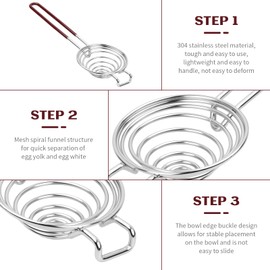 Kioiner Large Egg Separator, Stainless Steel Egg Yolk White Separator, Egg Strainer Divider with Long Handled for Jumbo Eggs Kitchen Gadgets Separator Baking Tool