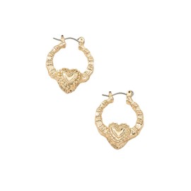 Heart Hoop Earrings Yellow Gold Bamboo 90s Accessories For Women Y2k Door Knocker Maximalist Jewelry For Daily Casual Wear