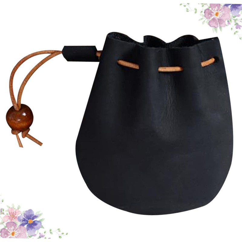 STOBOK Mens Coin Pouch Leather Coin Bag Small Drawstring Pouch