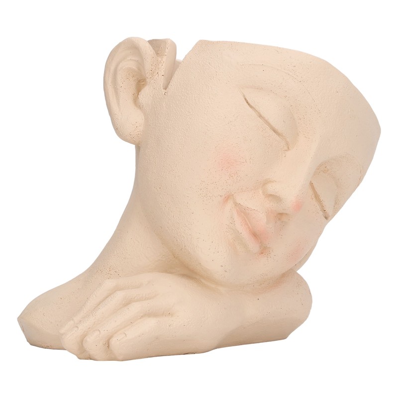 Face Flower Pot Sleeping Girl High Density Resin Drainage Hole
