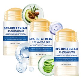 3pcs 60% Urea Cream - Urea Cream 60 Percent for Feet - Cracked Heel Repair Cream - Ure_a Foot Cream Stick Plus 2% Salicylic Acid For Calluses - Foot Crea_m For Cracked Heels And Dry Skin