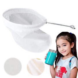 Ultra Fine Mesh Strainer Bags, Reusable 180 Mesh Steel Handle Frame for Filter NutMilk, Coffee, Milk, Butter, Juices and Fresh Cheese 【Ultra Dense-Diameter 7.48 Height 12.59】