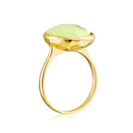 Multifaceted Seafoam Green Simulated Chalcedony Or Pink Simulated Rose Quartz Statement Ring 14K Gold Plated .925 Silver