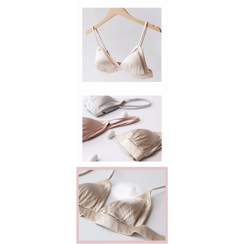 SilRiver Women's Silk Padded Bralette Deep V Wire Free Crop