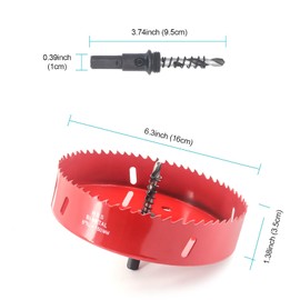 Yuhtech 160mm Hole Saw with Centre Drill, HSS M42 BiMetal Drill Bit Socket Hole Drill Metal for Wood, Sheetrock, Plastic and Drywall