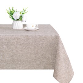 XWZO Faux Linen Tablecloth Rectangular - Wrinkle Free Washable Rectangle Table Cloth for Dining Room, Outdoor Picnic, Camping Dust-Proof Oblong Table Cover for Indoor Use, Stone, 52 x 70 Inch