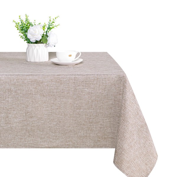 XWZO Faux Linen Tablecloth Rectangular - Wrinkle Free Washable Rectangle