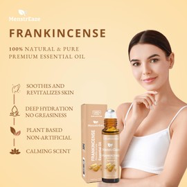 Frankincense Essential Oil Roll On, 100% Pure and Natural Frankincense Oil for Skin, Aging, Fine Lines & Body Care, Relax, Soothing, Blend with Grapeseed Oil, 10 ml