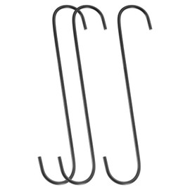 sourcing map 3Pcs S Hooks for Hanging, 11.8 Inch Extra Long Iron Hangers for Wardrobe Kitchen Workshop Closet Bathroom Garden, Black