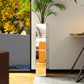 blingworld Tall Floor Mirror Vase Decorative Large Vases Flower Silver Glass for Living Room Floor Modern Crystal Cylinder Mirrored Elegant Centerpiece for Dried Flower Arrangements Decor,28inchs