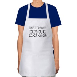 Makoroni - HONK IF YOU LOVE RESCUE DOGS Apron Adjustable Kitchen Chef Apron with 2 Pockets Cooking Baking, DesI24