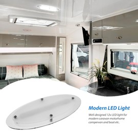Dream Lighting Motorhome Interior Lighting 12v Caravan LED Light Crystal Oval Roof Dome Lamp for Vehicles RV Boat Cool White Surface Mount