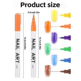 6 Color 3D Nail Art Pens Set, Kalolary Nail Point Graffiti Dotting Pen Drawing Painting Liner Brush for DIY Nail Art Beauty Adorn Manicure Tools (A)
