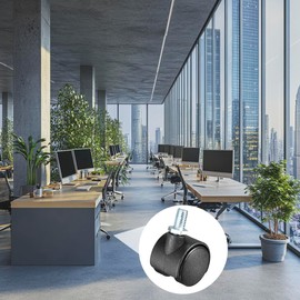 YOKIVE 20 Pcs Nylon Caster, Swivel Twin Wheel Threaded Stem Casters, Great for Cabinets Shelves Daily Use, (Black, M6x15mm)